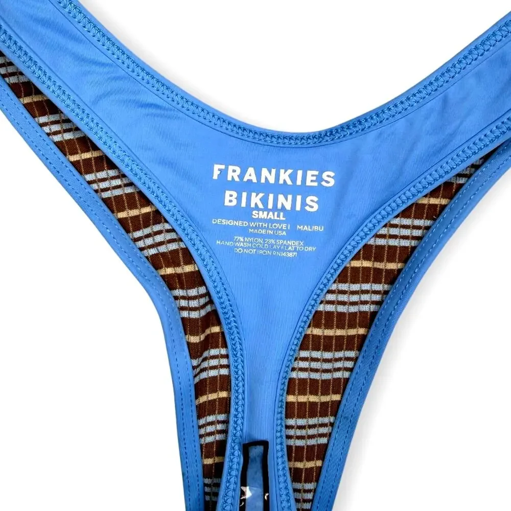 Frankies Bikini's Dove Striped Full Moon Bottom- Size S
